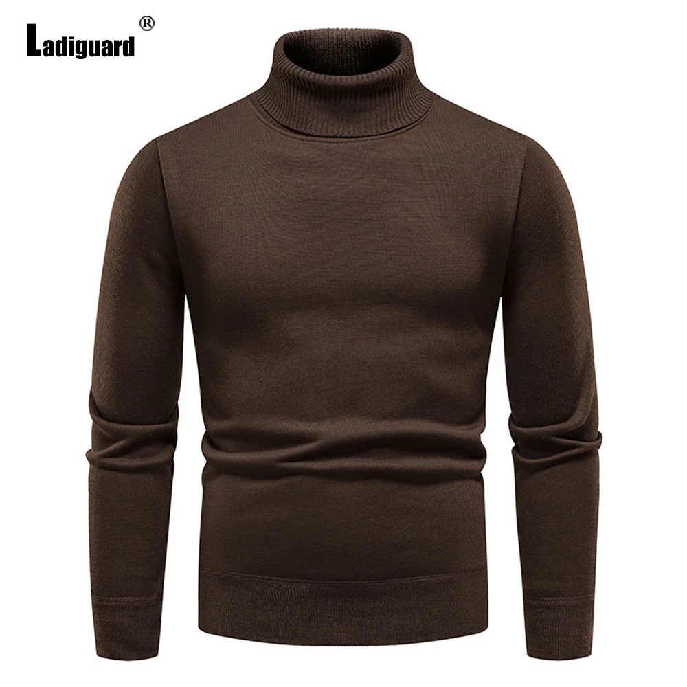 Ladiguard 2022 New Knitting Sweater Men's Knitwear Winter Warm Jumpers 2022 England Plaid Top Pullovers Male Turtleneck Sweaters