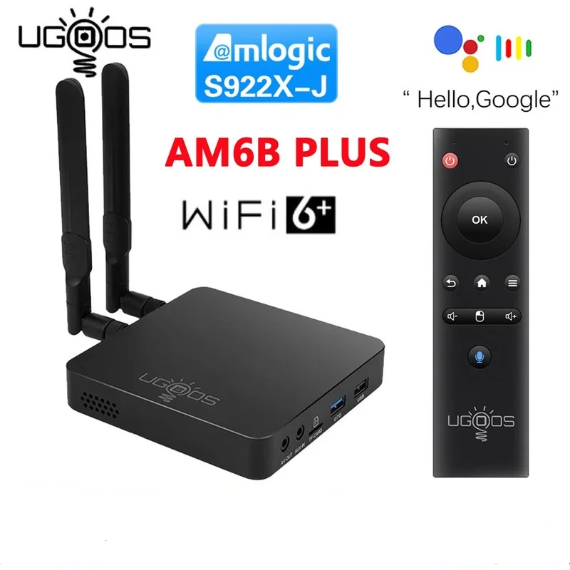

Приставка Смарт-ТВ UGOOS AM6B Plus, Android 9,0, DDR4, 4 + 32 ГБ, Bluetooth 1000, Wi-Fi