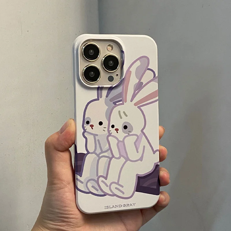 

Cute Cartoon Rabbit Graffiti Phone Case For iPhone 14 13 12 11 Pro Max X XR XS Shockproof Fastion Lovely Cover Ins Fundas