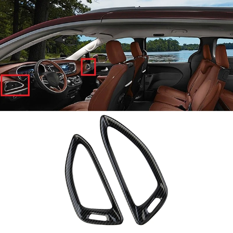 1 Set A/C Outlet Vent Cover Outlet Vent Cover Panel Trim For Chrysler Pacifica 2022+ Carbon Fiber Side Dash