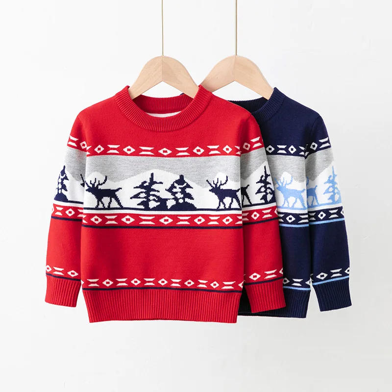 

New Autumn and Winter Elk Pullover Bottoming Sweater Children's Clothing Knitted Sweater Baby Boy Sweater