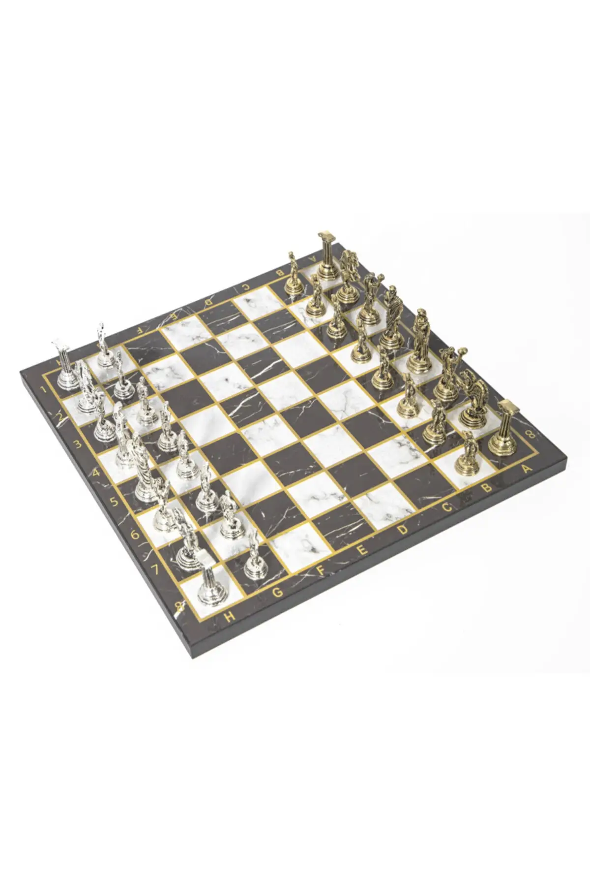 

Eszs2 Luxury Metal Chess set Chrome Plated Zeus Army & Black Marble Pattern Board Game Groups Hobby Leisure Life