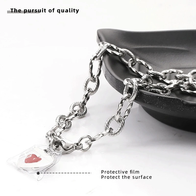 

Женский браслет из нержавеющей стали в форме сердца с красным нектарином