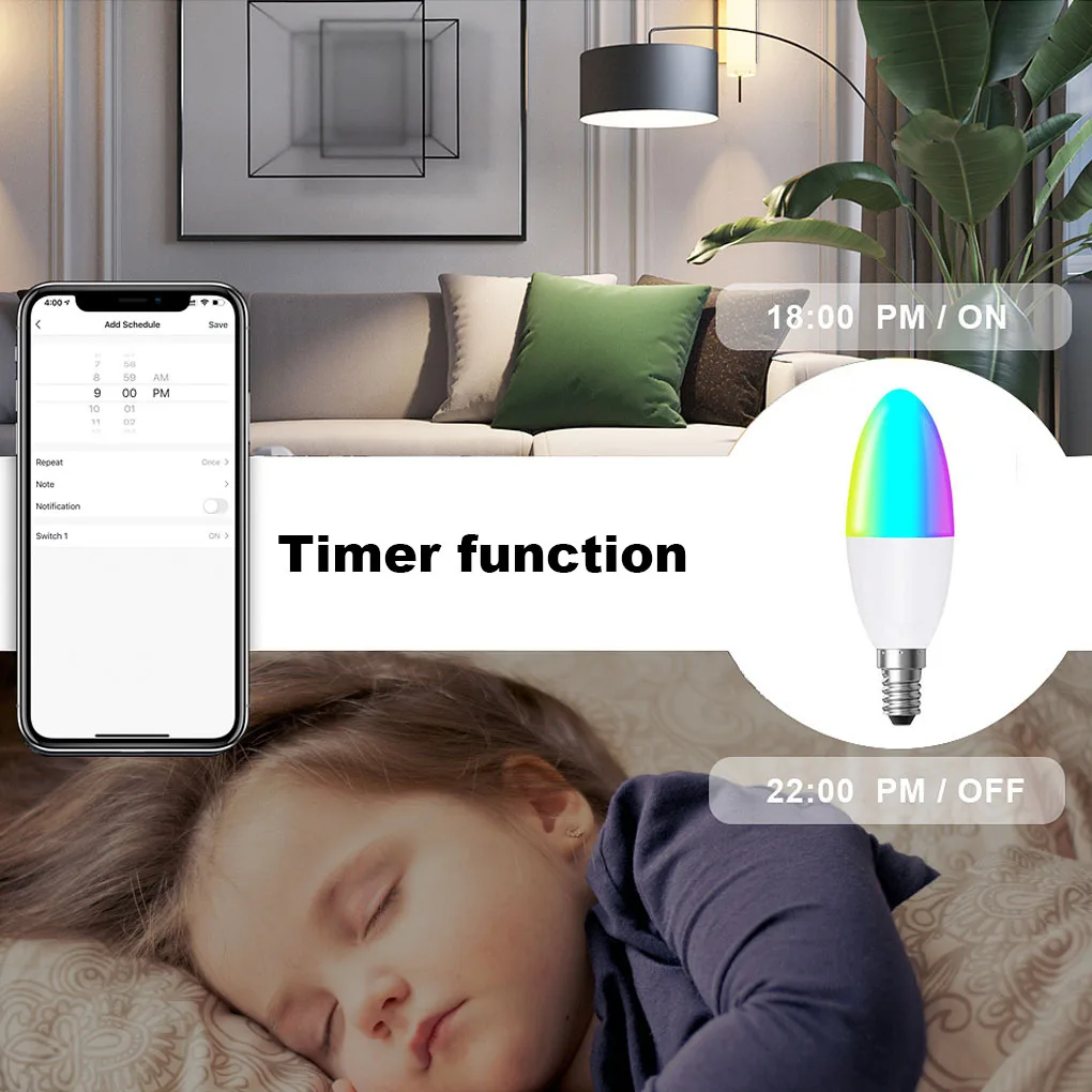 

Smart WiFi Tuya LED Light E14 C37 Brightness APP Control Control Bulb IP55 Waterproof Home Study Reading Night Lighting