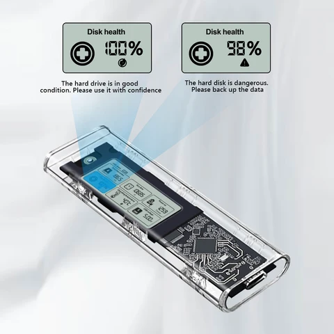 Корпус твердотельного накопителя M.2NVME/NGFF с двумя протоколами Стабильная передача Корпус привода с цифровым дисплеем Внешний адаптер M.2 SL-TN10-P-AC