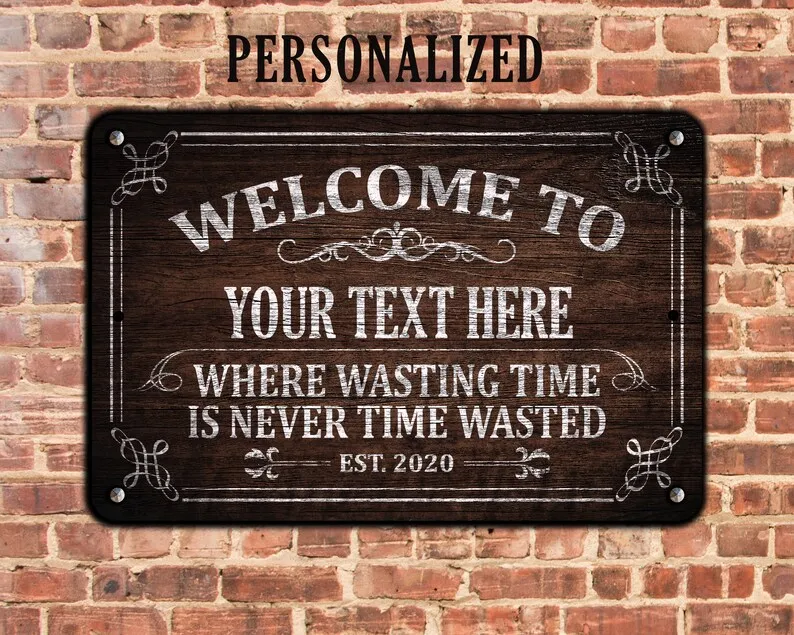 

Personalized Whisky Wood Design Metal Sign for Bar or Any Location