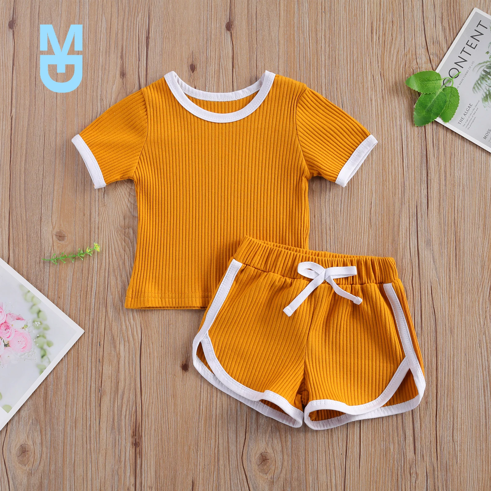 

New Free Shipping 0-3Years Toddler Baby Girl 2Pcs Clothing Set Short Sleevless O-Neck Solid Top Shorts Summer Clothe