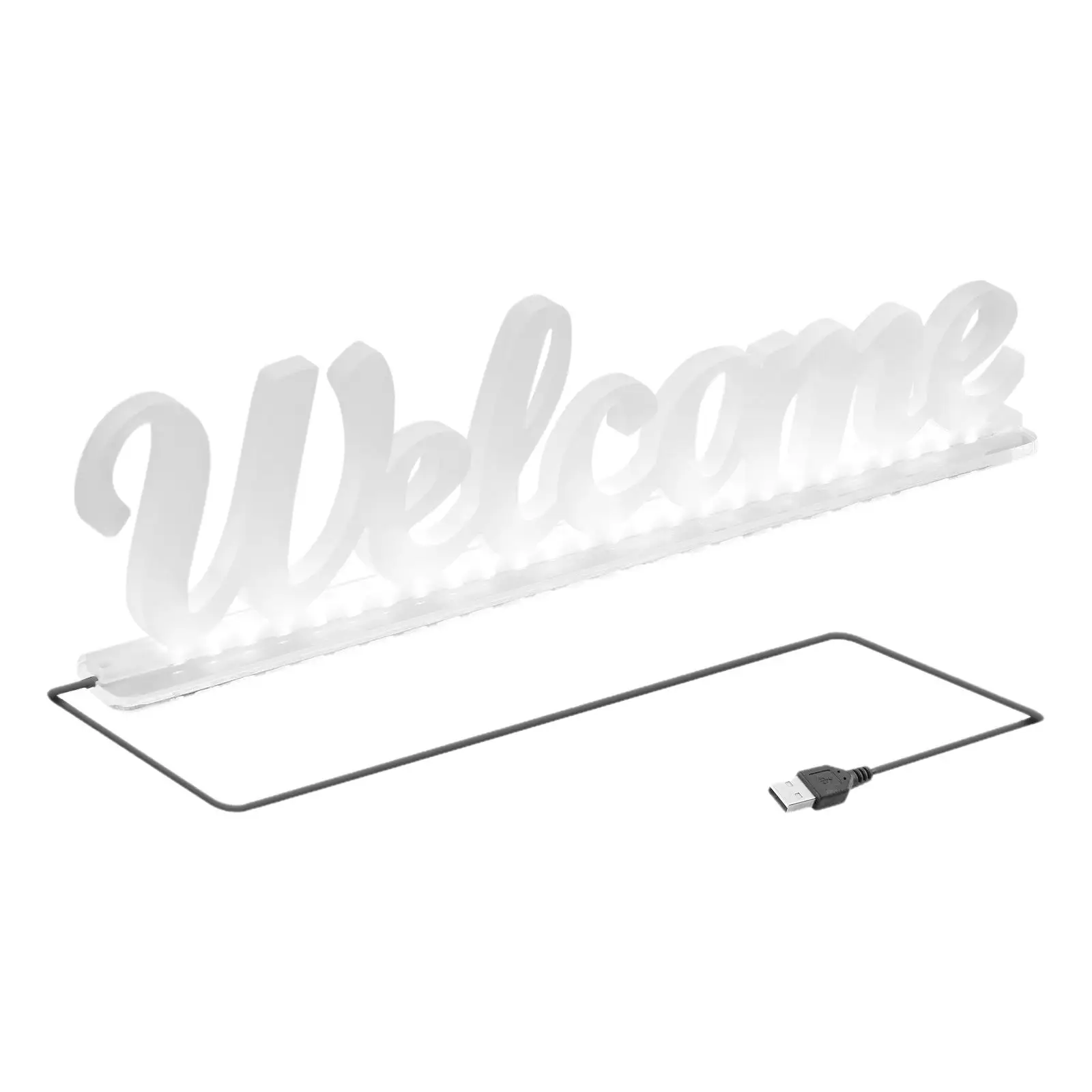 Welcome Neon Signs USB Clear Light up Letters LED Neon Sign Lights Man Cave Neon Light Sign for Bar Pub Tabletop Cafe Art Lights