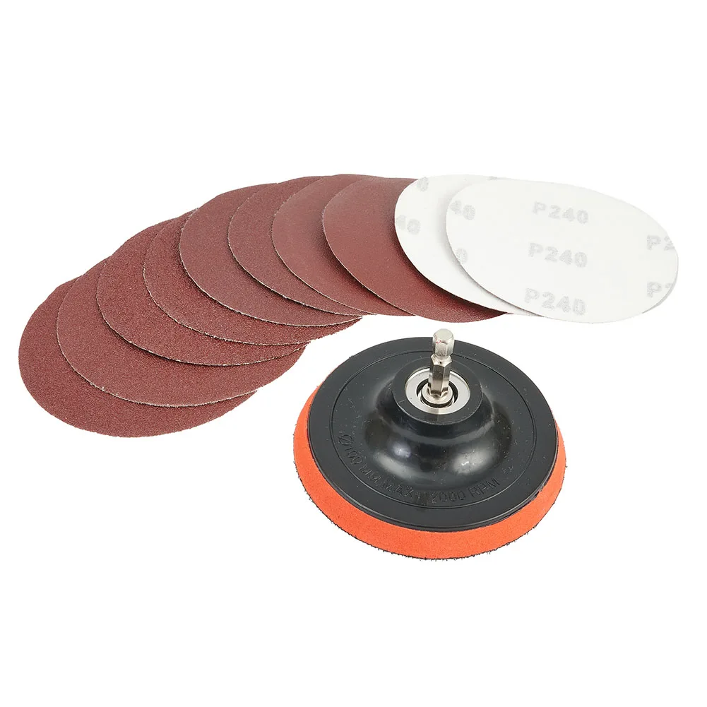 

10pcs /4inch Sanding /Discs 100mm Hook&Loop /Sandpaper With Backing Pad Set For Polishing Metal Wood Artificial Stone Furniture
