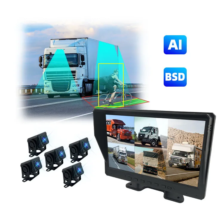 Фото Монитор Wemaer Truck 5CH с IPS-дисплеем 9/10 дюймов 1080P для записи видео с задней камеры, запись на карту TF/SD 128 ГБ, система AHD-мониторинга BSD №3