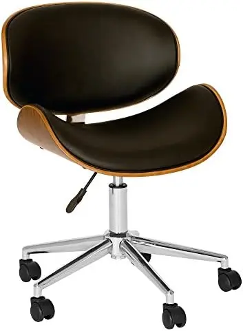 

Office Chair in Black Faux Leather and Chrome Finish, 33" x 21" x 20"