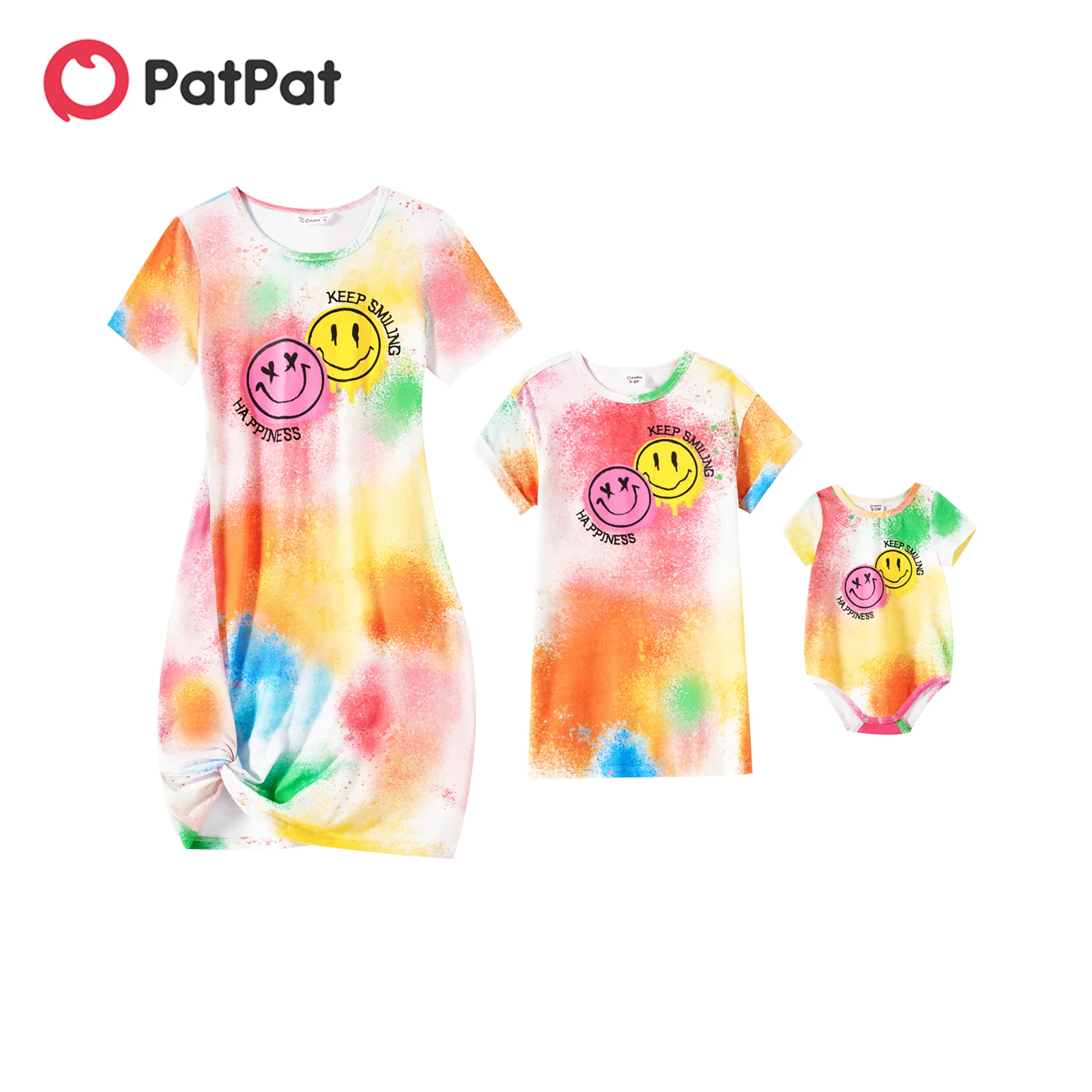 

PatPat Easter Mommy and Me Cotton Graphic Print Short-sleeve Twist Knot Bodycon T-shirt Dresses