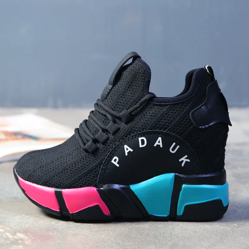 

New Inner Increase Women's Shoes Net Red Fashion Casual Round Toe Korean Color Matching Sports Women's Shoes Zapatos De Mujer