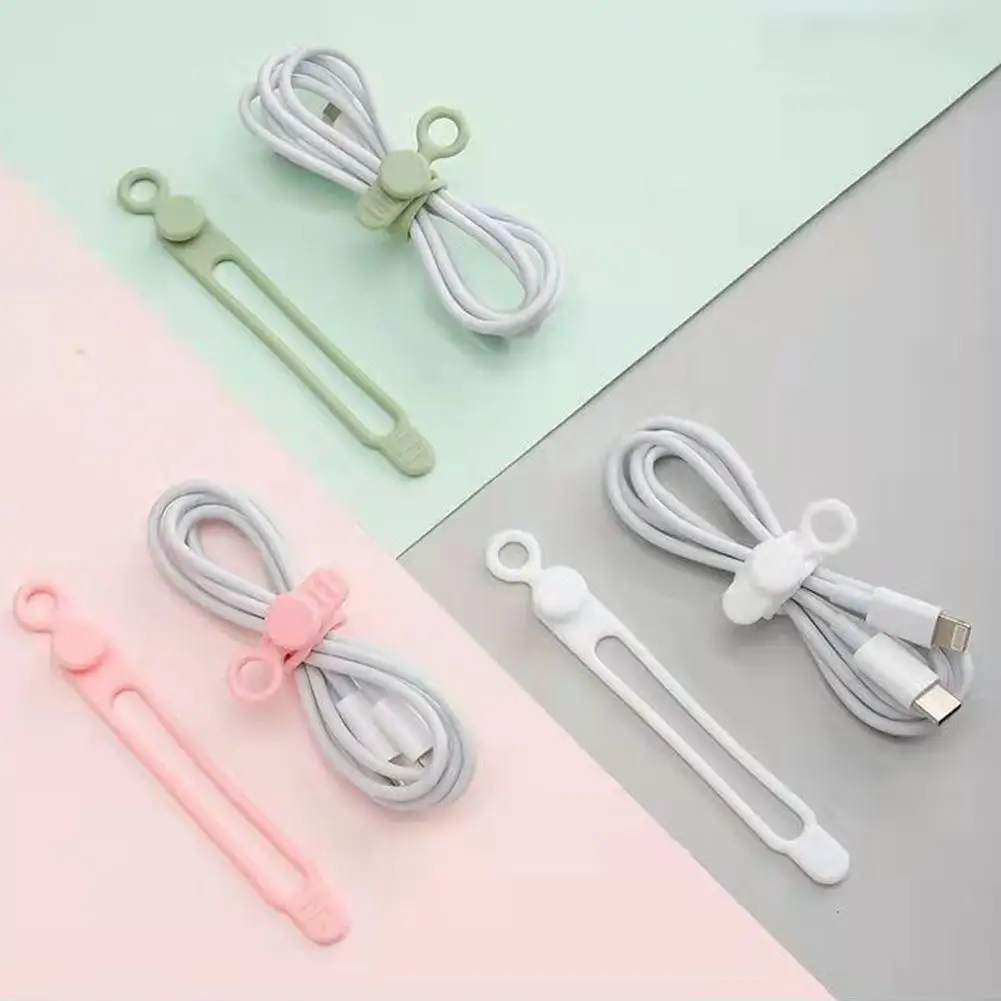

5pcs Silicone Cable Straps Wire Organizer For Earphone Phone Charger Audio Cable Reusable Fastening Cable Ties Cord Organiz L2i0