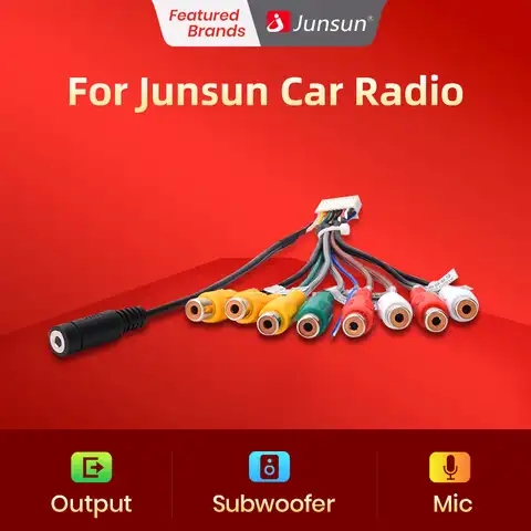 Автомобильный стерео-радиоприемник Junsun, выходной провод RCA, переходник Aux-in, автомобильные аксессуары