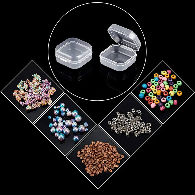 30PCS Small Boxes Square Transparent Plastic Box Jewelry Storage Case Finishing Container Packaging Storage Box for Earrings