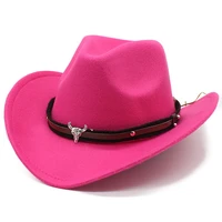 vintage cowboy hats for men wide brim fedora hats womens solid black red color felt jazz hat classic cowboy panama cap sombrero