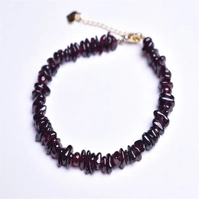 

Irregular Natural Gem Stone Bracelet for Women Chip Gravel Bracelets Red Crystal Garnet Blessing Jewelry