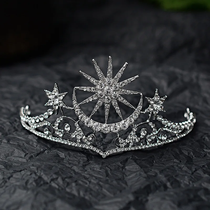 

Baroque Star Crown Crystal Bridal Tiaras Rhinestone Pageant Diadem Bride Star Headdress Wedding Hair Accessories Tiara De Noiva