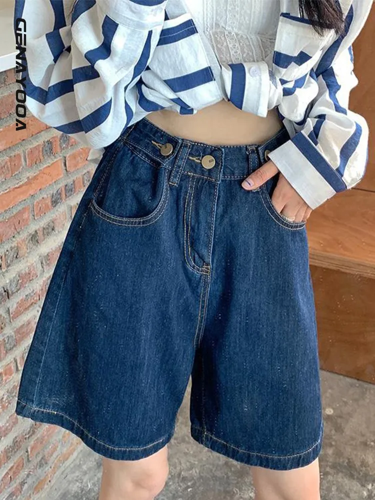 

Genayooa Streetwar Jean Shorts Women Summer High Waist Biker Shorts Women Sexy Loose Blue Hot Shorts Demin Korean Fashion 2022