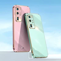 square plating 360 case water proff for huawei p40 pro phone back cover lens protective fashion girls holder p 40 p40pro fundas