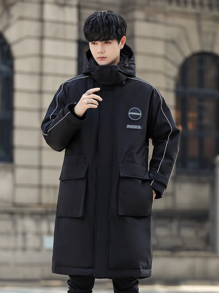 Down Jacket Men's Mid-Length Handsome Fashion Brand Thickened Winter Parka Overalls