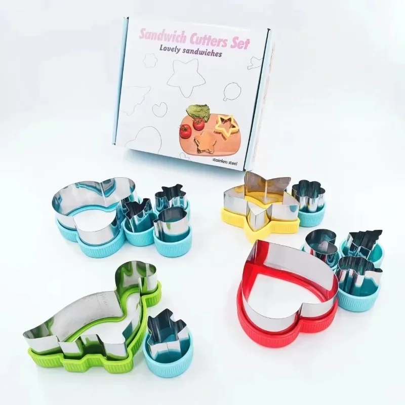 

12pcs/ SeStainless Steel t Cartoon Sandwich Mold Fruit Embossing Mold Fruit Cutter DIY Biscuit Dessert Mold Kitchen Baking Tools
