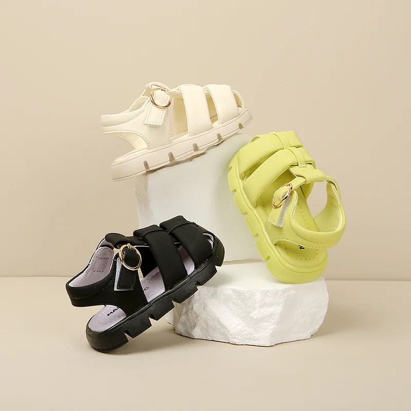 

Summer New Candy Color Girls' Sandals Solid Color Baby First Walkers Toddler Beach Shoes Princess Leather Clogs