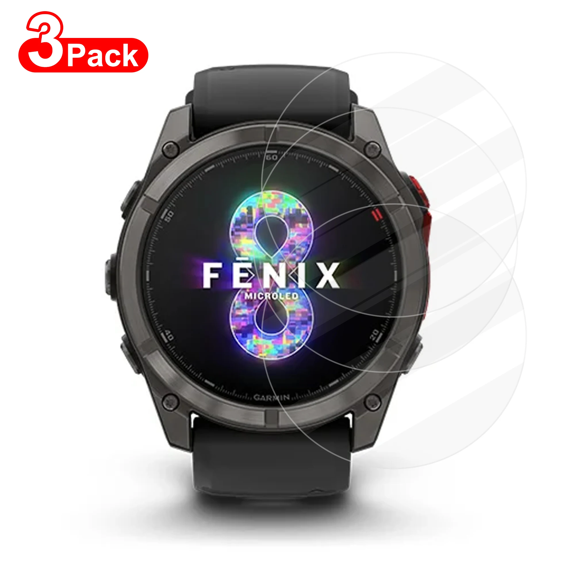 Фото 3 шт., закаленное стекло 9H для Garmin Fenix 8, 7X, 6X, 7, 6, 7S, 6S, 5, 5S Solar, защитное стекло для экрана AMOLED, пленка против царапин, аксессуары №1