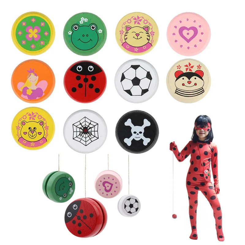 

Cute Animal Prints Ladybug Toys Kids Yo-Yo Ball Creative Yo Yo Toys Child's Favorite Wooden Yoyo Toys Childhood Toy