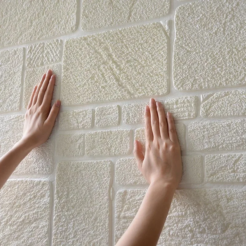 

Self Adhesive 3D Wall Sticker Kids Room Waterproof Background Brick Pattern Wallpaper Mural Living Room Bedroom DIY Foam Sticker