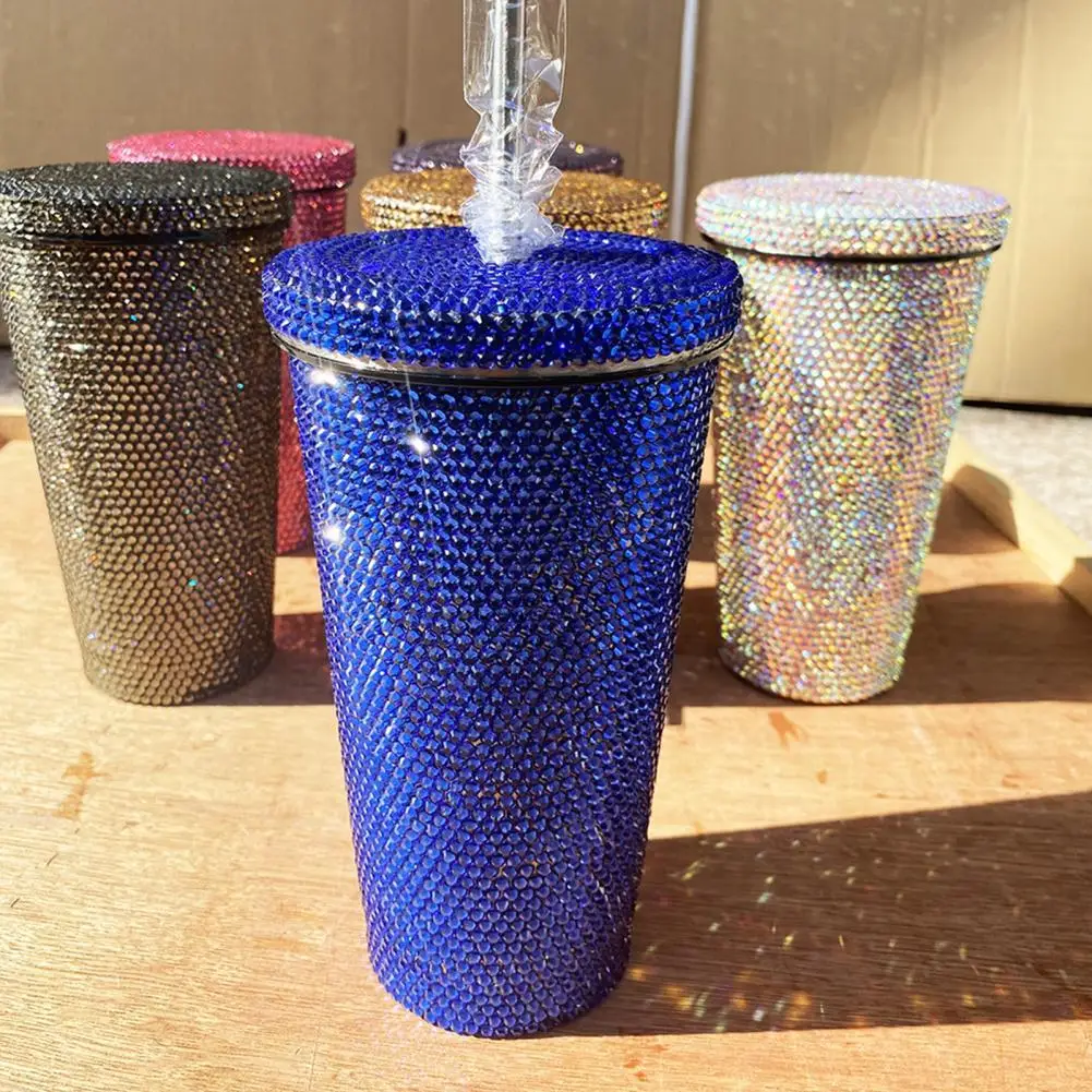 

Portable Vacuum Flask Glitter Straw Bottle Stainless Steel Tumblers with Straw Insulation Cup Thermos Vacuum Bottle Drinking Cup