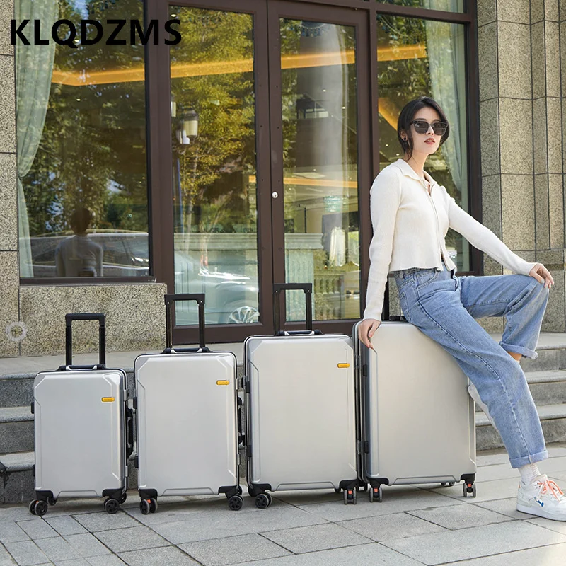 KLQDZMS New Luggage Men's Large Capacity PC Trolley Case Japan Female Students Aluminum Frame Boarding Box Rolling Suitcase