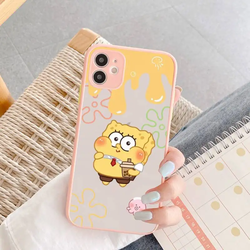 

S-spongebob Phone Case for iPhone X XR XS 7 8 Plus 11 12 13 pro MAX 13mini Translucent Matte Case