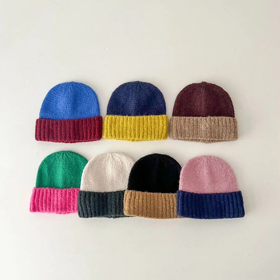 

Autumn Winter Kids Knitted Hat 0-6 Years Newborn Hats Unisex Girl Boy Knitwear Headwear Beanie Cap Photography Prop Accessories