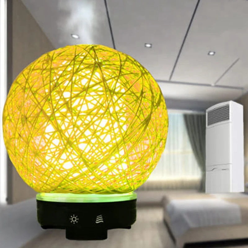 

Creative Handmade Rattan Ball Ultrasonic Aromatherapy Machine Air Humidifier With LED Night Light Timing Spray Function EU Plug