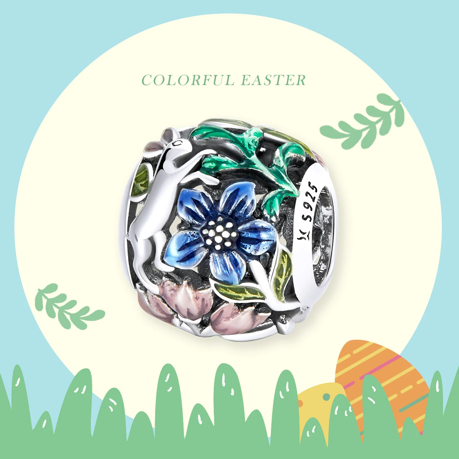 

WOSTU 925 Sterling Silver Jungle Secret Rabbit Flower Charm Bead Pendant Fit Original Bracelet Necklace For Women Jewelry C2208