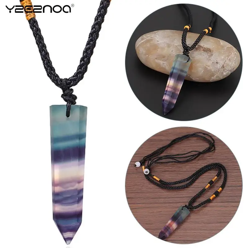 

Подвеска-амулет в виде шестигранной призмы, Ювелирное Украшение в натуральную красочную полоску со стразами и искусственными камнями