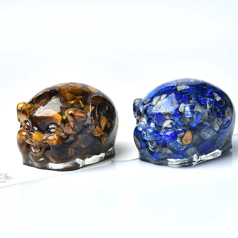 

1PC Natural Crystal Gravel Reiki Figurine Lovely Pig Orgonite Silicone Mould Resin Decor Craft Chakra Multiplier Home Decor Gift