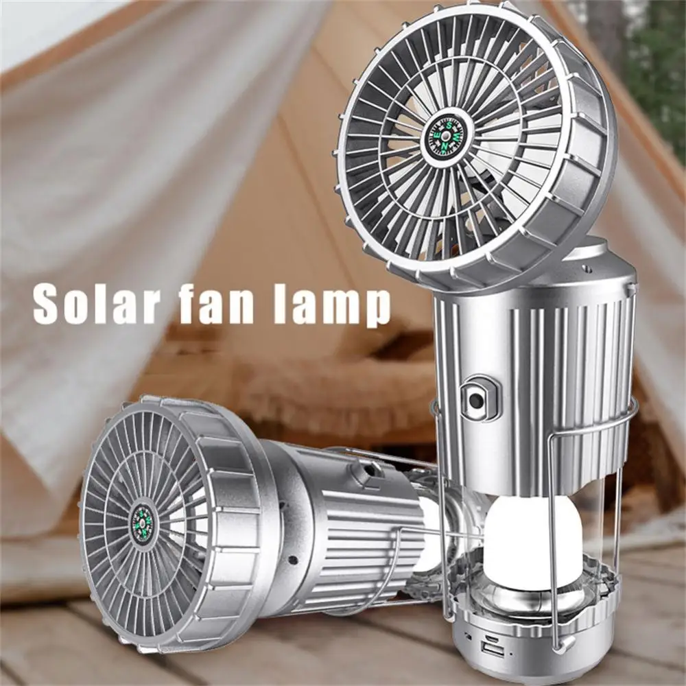 2 In 1 Solar Fan Light Camping Light Outdoor USB Rechargeable Emergency Tent Light Camping LED Light For Summer Electric Fan