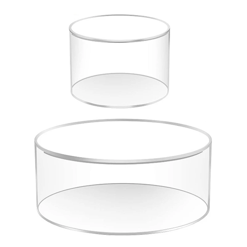 

2Pcs Acrylic Fillable Cake Display Board Clear Round Fillable Cake Stand Display Box For Wedding Birthday Party Easy Install