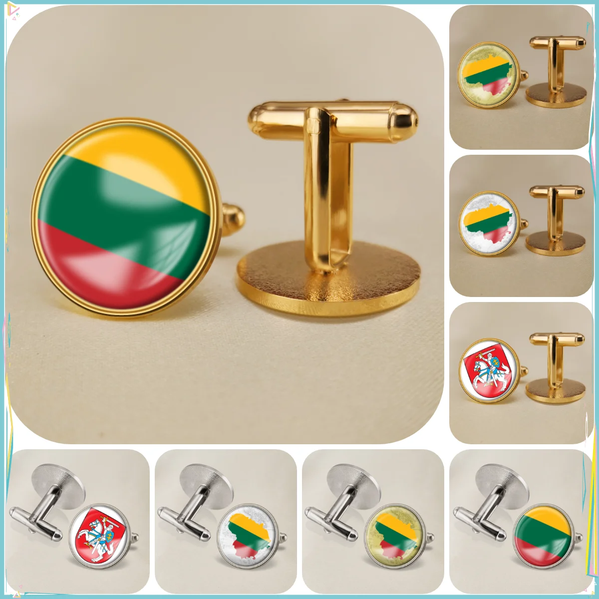 Libya Liechtenstein Lithuania National Emblem Flag Cufflinks