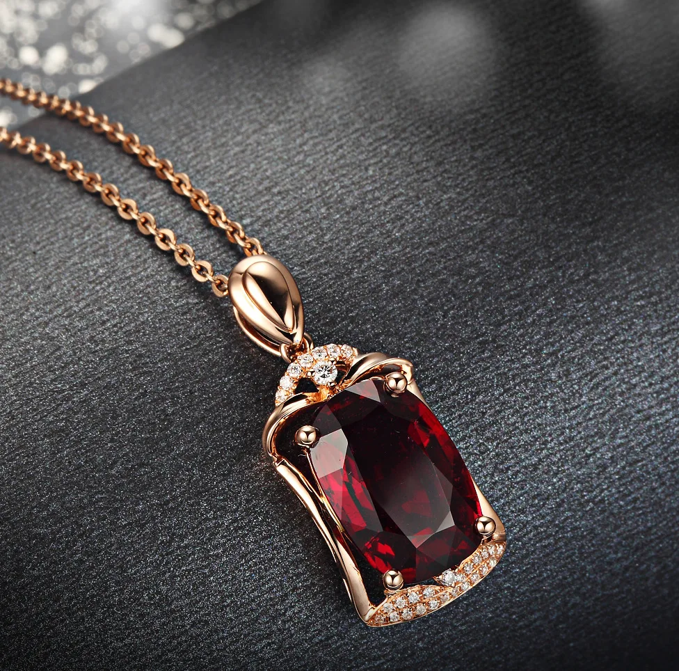 14K Rose Gold Pierscionki Ruby Pendant Bizuteria Gemstone Natural Red Ruby Treasure Pendant Necklace Pierscionki Jewelry Pendant
