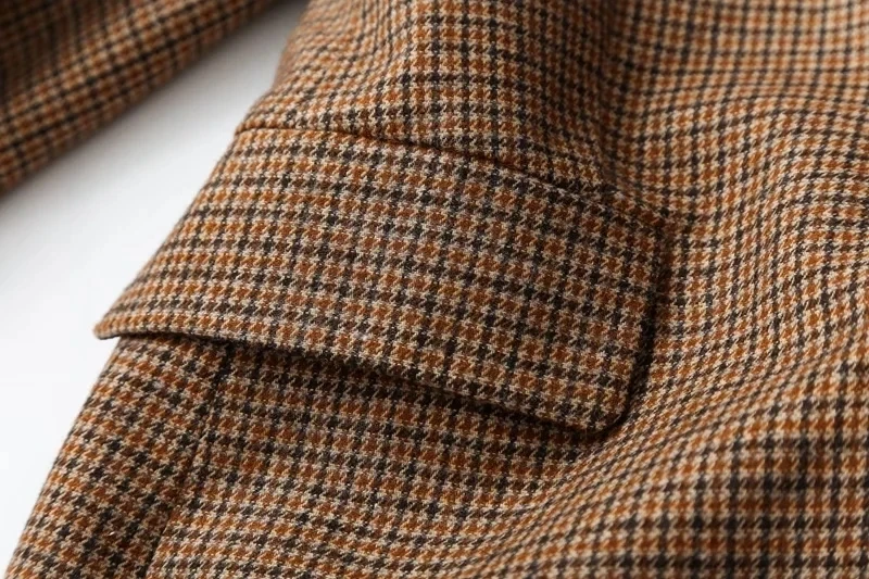 Withered England Style High Street Vintage Plaid Single Breasted Fashion Casual Checked Office lady Blazers Women Tops