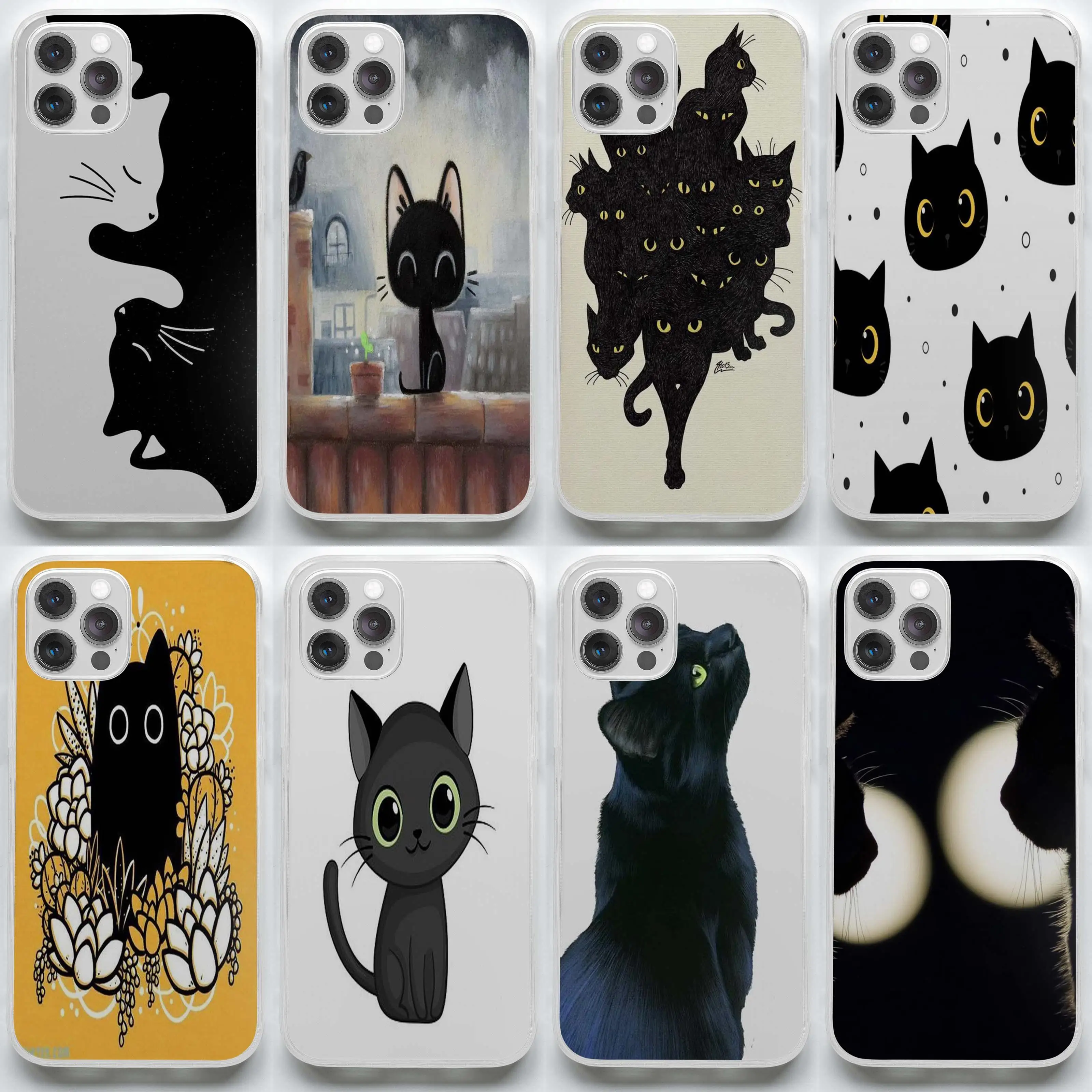 Мультяшный Черный кот Reddit amoledbackground Amoled кошки маленький чехол для телефона iPhone 7 8