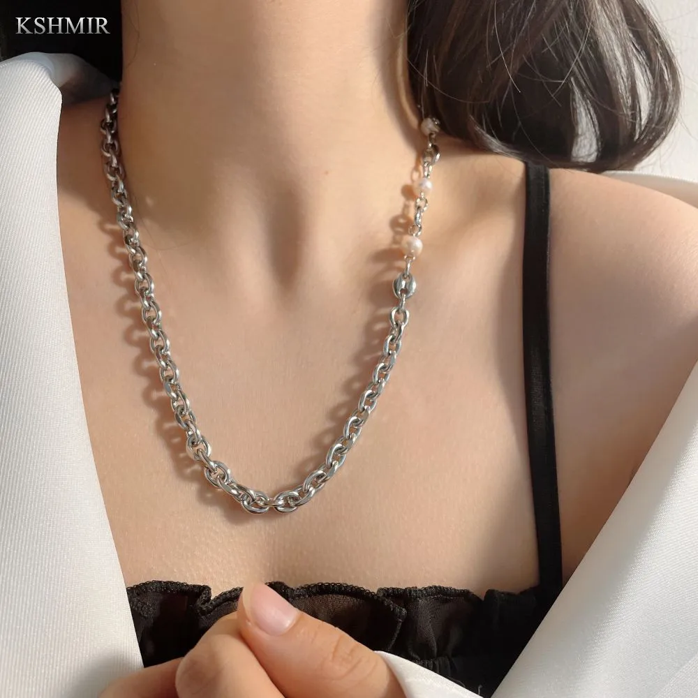 Baroque heterosexual pearl stitching chain men and women personality retro exquisite clavicle chain 2022 new simple accessories  - buy with discount