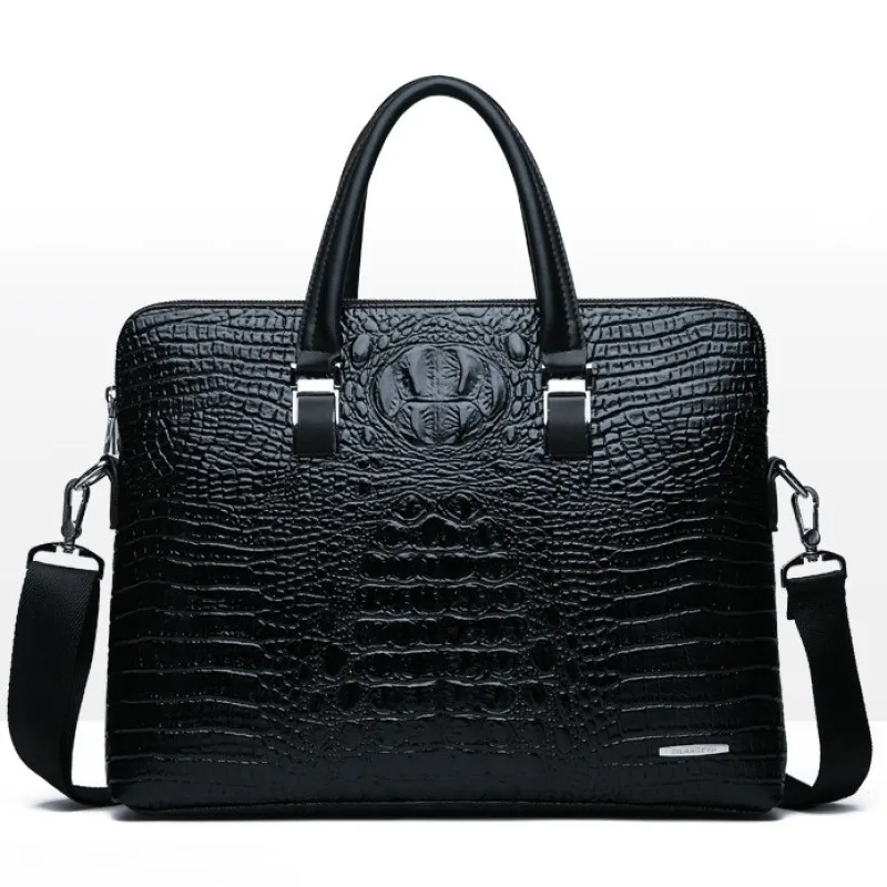 

Laptop Bag Men's Briefcase New Business Men's Computer Bag 14 Inches Crocodile Pattern Handbag Shoulder For Office Commute