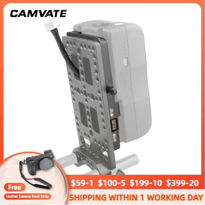 CAMVATE Quick Release V-Lock Mount Power Supply Splitter With D-tap Connector Supply Power For DSLR Camera URSA Mini Battery