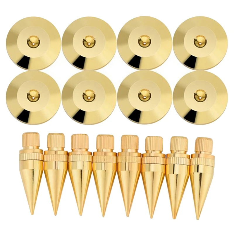 

8 Pairs Speaker Spikes 6X36mm Copper Isolation Stand+Base Pad Feet For Speaker Amplifier DVD Player Turntable Recorder