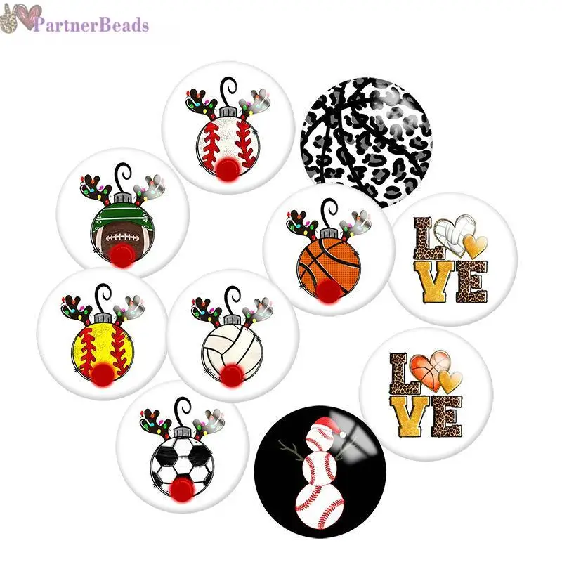 

Рождественский Футбол Бейсбол круглая фото стекло кабошон демонстрация плоская задняя сторона сделания 20 мм защелкивающаяся Кнопка N7101